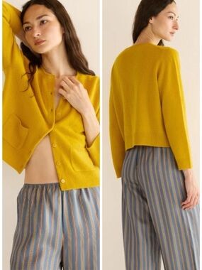 DOEN FREYA Cashmere Cardigan in Citrine Yellow SZ M